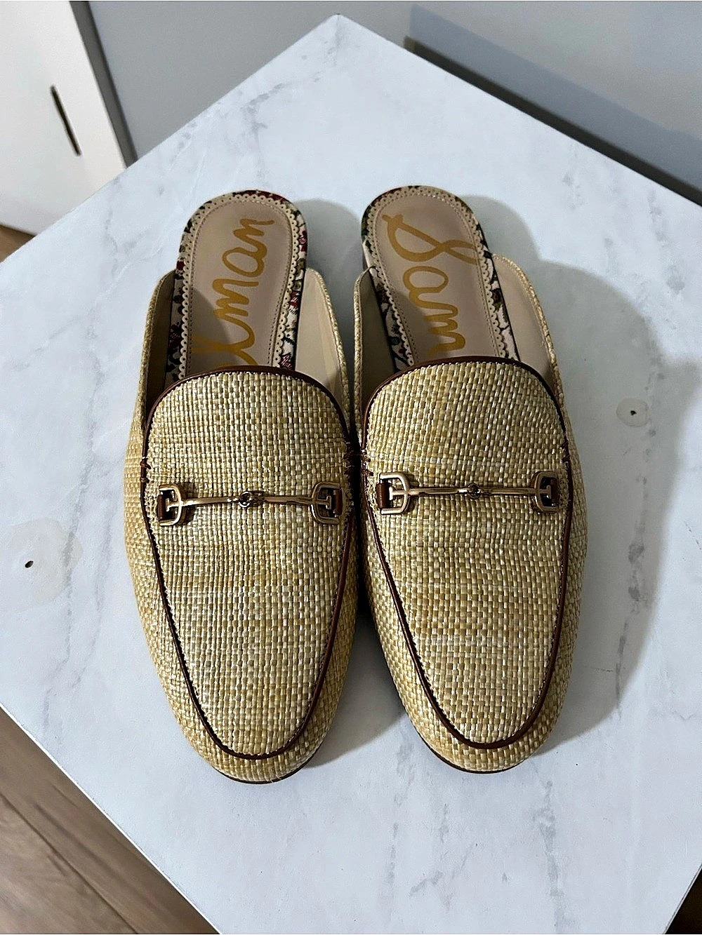 Sam Edelman Laurel Mule Woven Mules in Brown & Gold